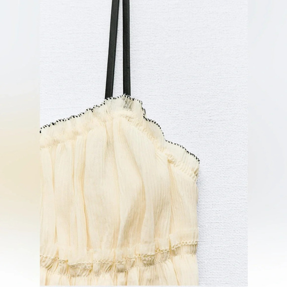 ZARA LITTLE BOW BLACK TEXTURED DRESS - Picture 14 of 16